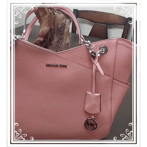 NWT~MICHAEL KORS Jet Set Large X Chain Saffiano Leather Shoulder Tote PRIMROSE - Picture 2 of 7